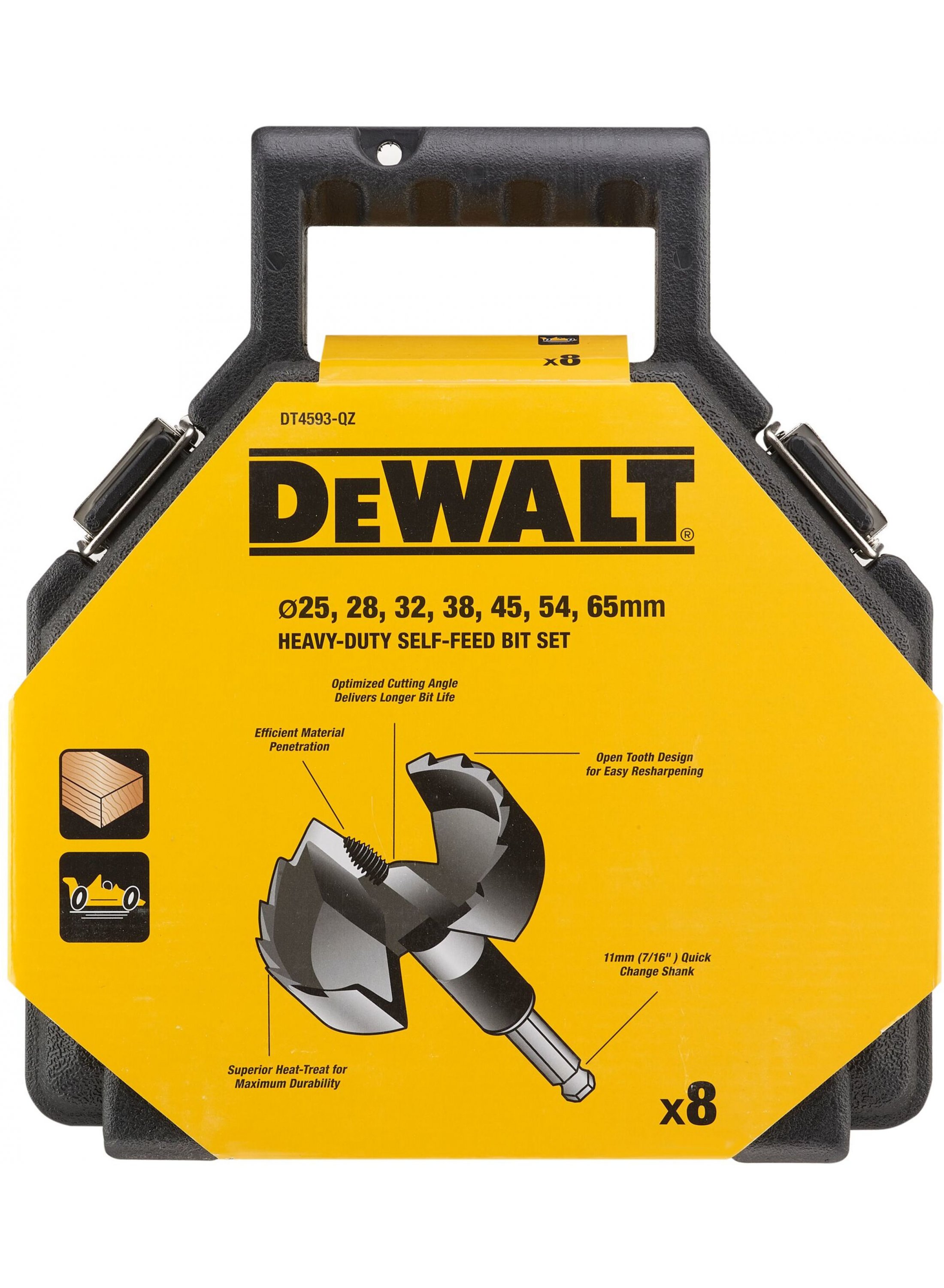 Dewalt Dt4593 Qz Self Feed Wood Drill Bit Set 25 65mm 8pc